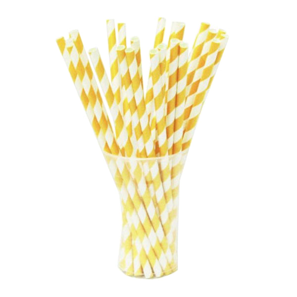 Yellow Striped Paper Straws | 25 Count