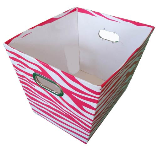 Zebra Print Decorative Basket-Magenta